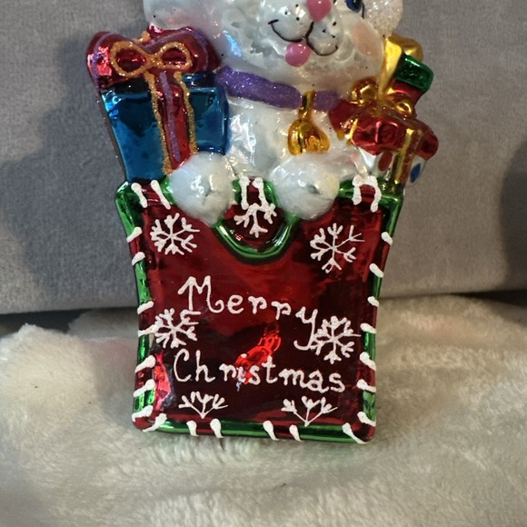 Old World Christmas Glass Ornament Girl Kitten In Gift Bag - Picture 6 of 8